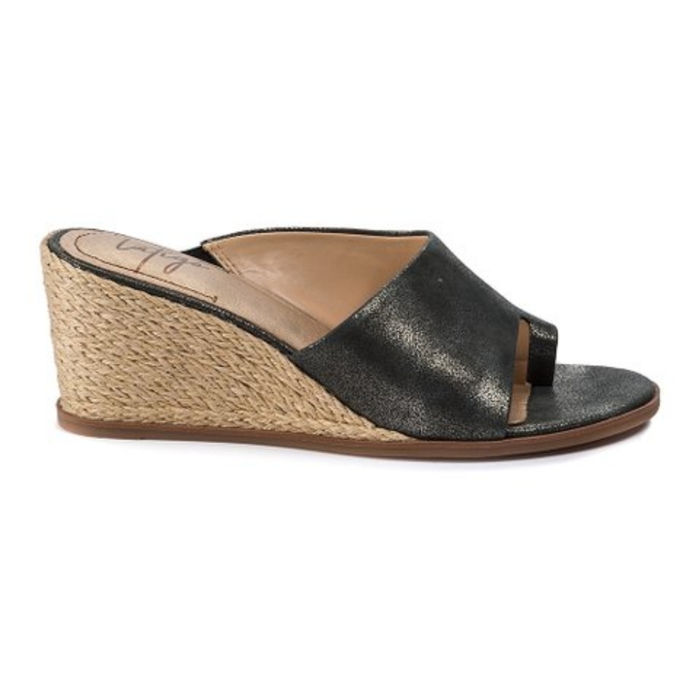 Black Hadria Leather Wedge Sandal